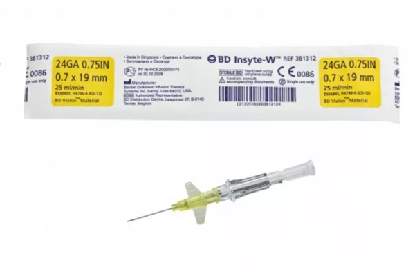 BD Insyte-w Katheter 24g 3/7 0,7x19mm Geel 1 381312